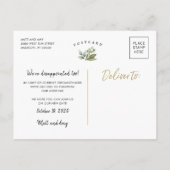 Ändern Sie das Datum, verschoben, Hochzeitskarten  Ankündigungspostkarte (Rückseite)