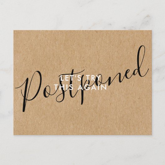 Ändern Sie das Datum Zurückgestellt Stornierungser Ankündigungspostkarte (Vorderseite)