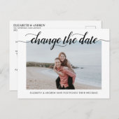 Ändern Sie das Foto des Datums Moderne Elegante Ty Ankündigungspostkarte (Vorne/Hinten)