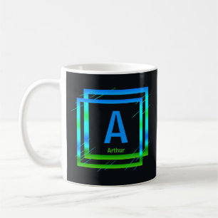 Ändern Sie den Anfangsnamen Blue Green Squares A B Kaffeetasse
