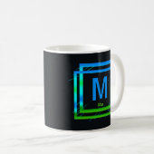 Ändern Sie den Anfangsnamen Blue Green Squares N O Kaffeetasse (VorderseiteRechts)