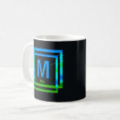 Ändern Sie den Anfangsnamen Blue Green Squares N O Kaffeetasse (Vorderseite Links)