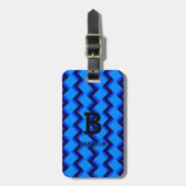Ändern Sie den Anfangsnamen Blue Woven Metal Textu Gepäckanhänger (Vorderseite vertikal)