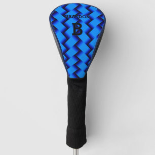 Ändern Sie den Anfangsnamen Blue Woven Metal Textu Golf Headcover