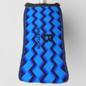 Ändern Sie den Anfangsnamen Blue Woven Metal Textu Golf Headcover (Rotieren 90)