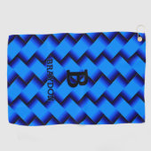 Ändern Sie den Anfangsnamen Blue Woven Metal Textu Golfhandtuch (Horizontal)
