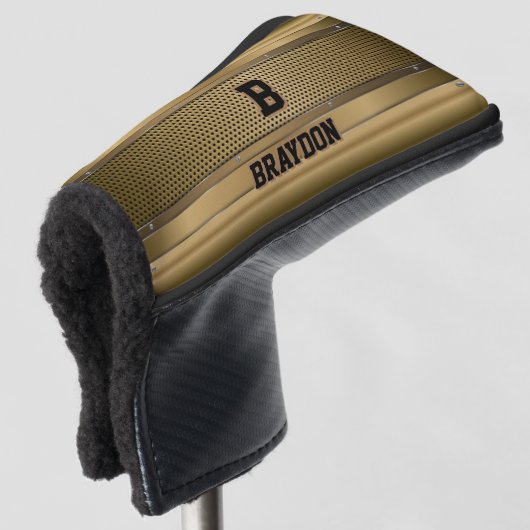 Ändern Sie den Anfangsnamen braun als Beige Textur Golf Headcover (3/4 Vorderseite)