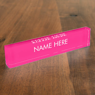 ändern Sie den Namen Text Hot Rosa Fuchsia weiß Namensplakette