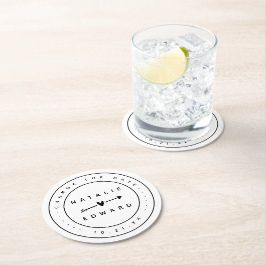 Ändern Sie den Plan Hochzeitsstornierung Verschieb Runder Pappuntersetzer (Vor Ort)