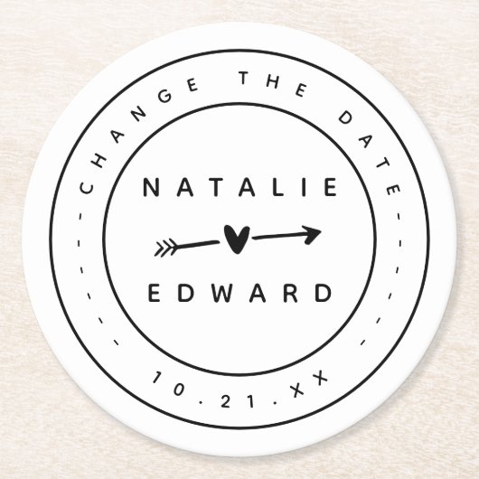 Ändern Sie den Plan Hochzeitsstornierung Verschieb Runder Pappuntersetzer (Vorderseite)