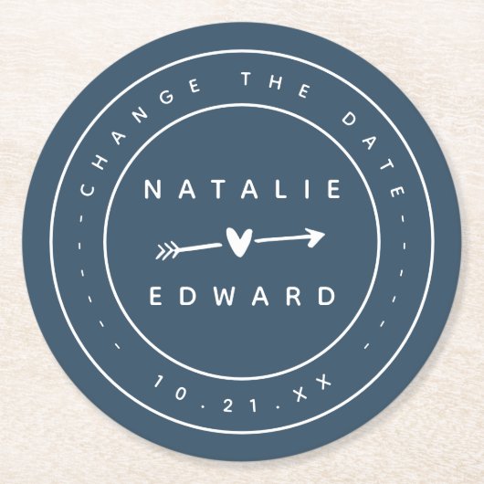 Ändern Sie den Plan Hochzeitsstornierung Verschieb Runder Pappuntersetzer (Vorderseite)