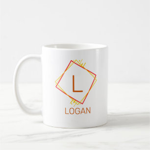 Ändern Sie die Anfangsbezeichnung Rote Gelbe Quadr Kaffeetasse