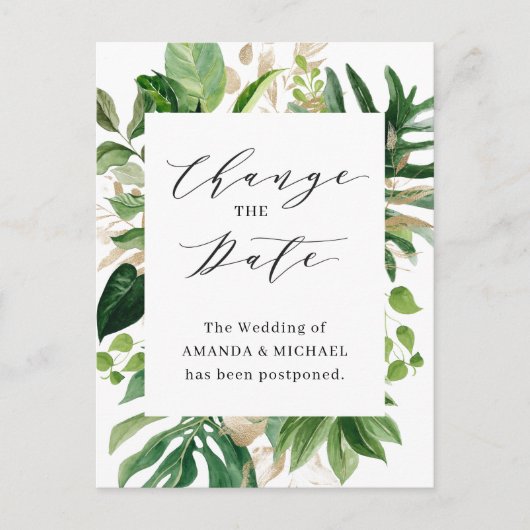 Ändern Sie die Blätter "Greenery Tropical Palm" Postkarte (Vorderseite)