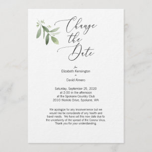 Ändern Sie die Datumskarte - Corona-Virus-Karte Einladung