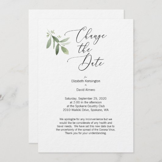 Ändern Sie die Datumskarte - Corona-Viruskarte Einladung (Vorne/Hinten)