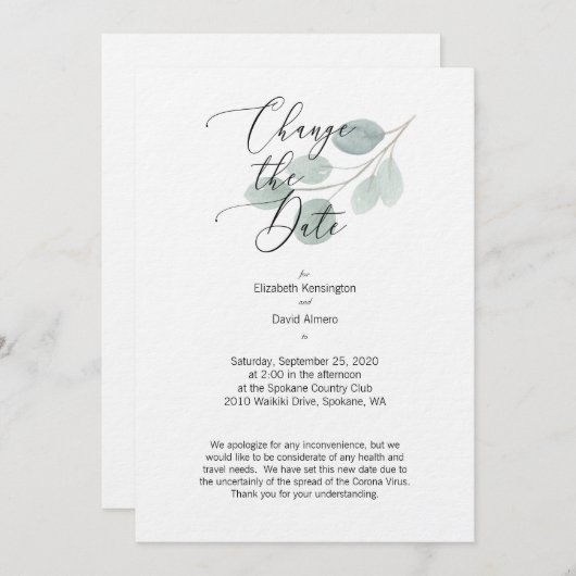 Ändern Sie die Datumskarte Einladung (Vorne/Hinten)