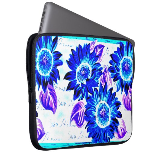 Ändern Sie die Farbe Blau Sonnenblume Laptopschutzhülle (Vorne Rechts)