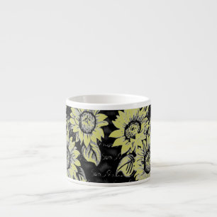 Ändern Sie die Farbe Wacky Sonnenblumen b&w Espressotasse