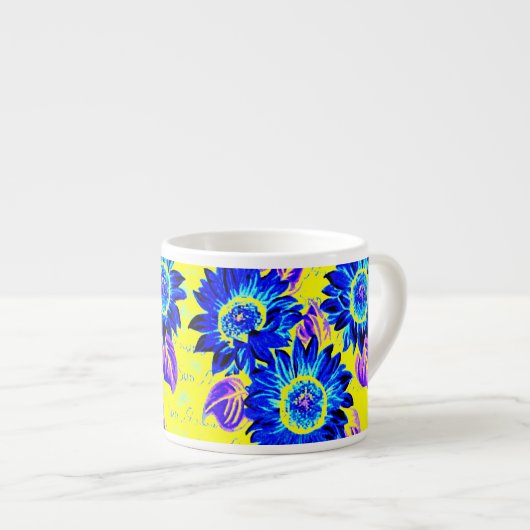 Ändern Sie die Farbe Wacky Sonnenblumen Espressotasse (Vorderseite Rechts)