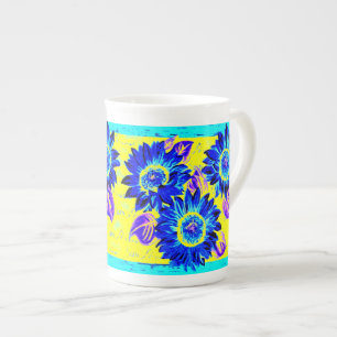 Ändern Sie die Farbe Wacky Sonnenblumen Porzellantasse