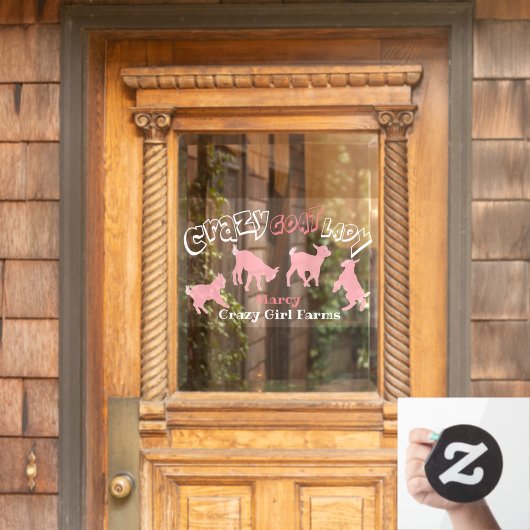 Ändern Sie die Farben dieser verrückten Ziegenlady Fensteraufkleber (Haustür)