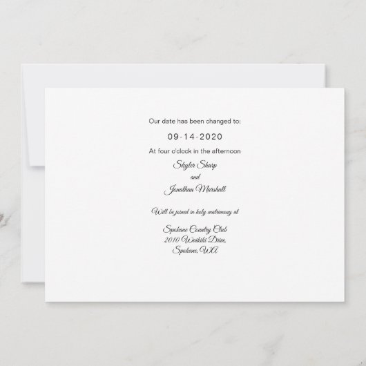 Ändern Sie die Mindestzahl der Foto-Karte. Save The Date (Rückseite)