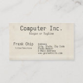 Ändern Sie diese Vintage Computerkarte. Visitenkarte (Rückseite)