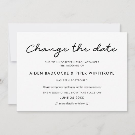 Ändern Sie einfach das Datum der Hochzeit Update-K Einladung (Vorderseite)