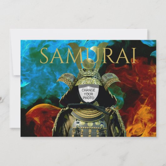 Ändern Sie Ihr Foto, Samurai Helmet Einladung (Vorderseite)