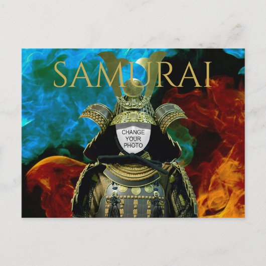 Ändern Sie Ihr Foto, Samurai Helmet Postkarte (Vorderseite)