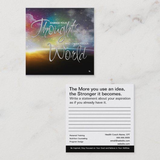 Ändern Sie Ihre Gedanken Affirmation Business Card Quadratische Visitenkarte (Vorne/Hinten)