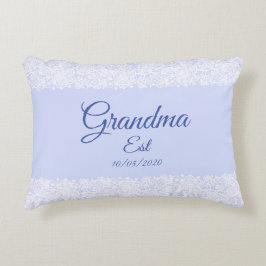 Ändern Sie jeden Text Oma est Großmutter Baby Blue Dekokissen
