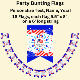 Ändern Sie jeden Text USA Flag Independence Day Na Wimpelkette