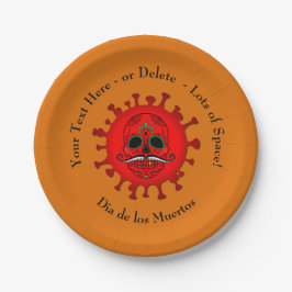 Ändern Sie Text Dia de los Muertos Red - Orange 7" Pappteller