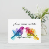 Ändern Sie unser Datum LGBTQ+ Rainbow Lovebirts Begleitkarte (Stehend Vorderseite)