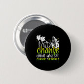 Ändern Sie, was Sie essen Funny World Vegan Awaren Button (Vorne & Hinten)