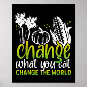 Ändern Sie, was Sie essen Funny World Vegan Awaren Poster