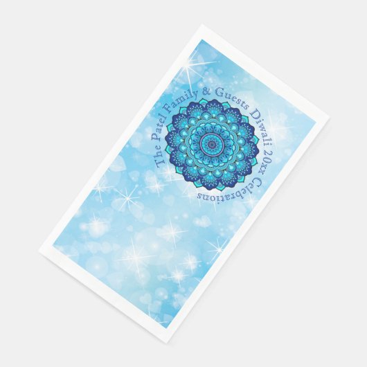 Ändern Text Matching Diwali Blue Paper Handtuch Serviette (Ecke)