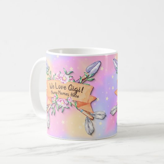 Ändern von Blume-Pfeiltasten für Gigi-Boho-Schrift Kaffeetasse (Vorderseite Links)