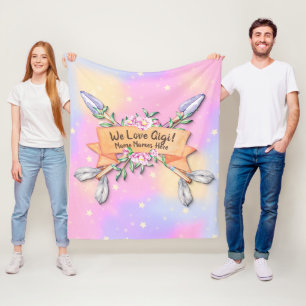 Ändern von Text-Add-Namen Boho-Blume-Pfeiltasten F Fleecedecke