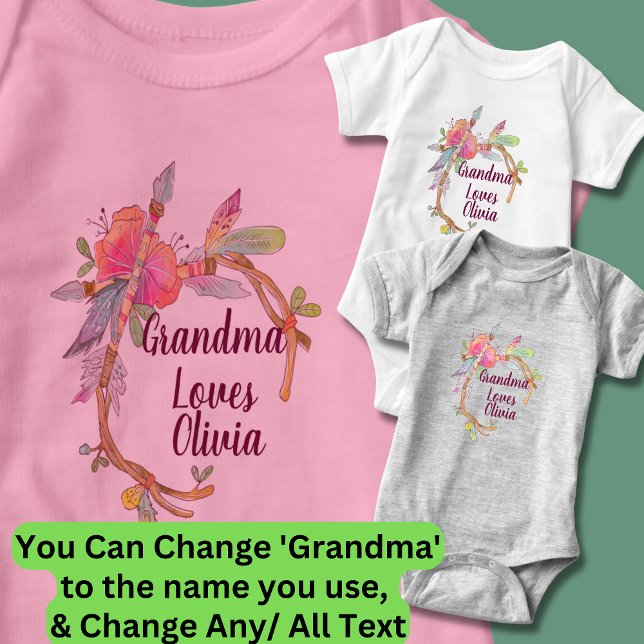 Ändern von Text Großmutter-Lieben Großkind Boho Baby Strampler (Von Creator hochgeladen)