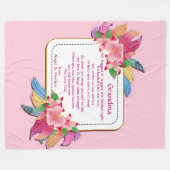 Ändern von Text hinzufügen Name Boho Blume Feather Fleecedecke (Vorderseite (Horizontal))