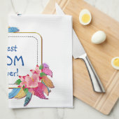 Ändern von Text Hinzufügen Name Boho Blume Feather Geschirrtuch (Viertel Falte)