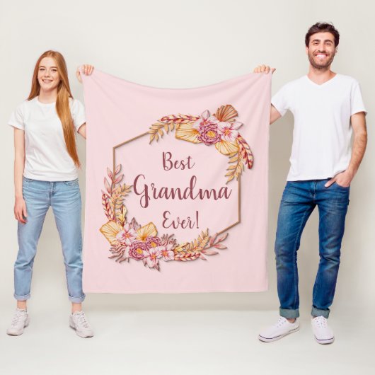 Ändern von Text hinzufügen Name Boho Blume Rahmen Fleecedecke (Beispiel)