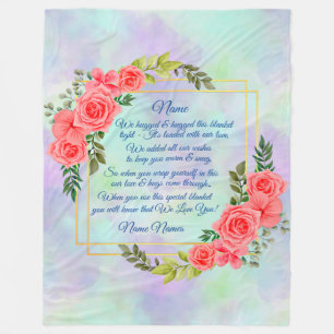 Ändern von Text hinzufügen Name Floral Rose Wir um Fleecedecke