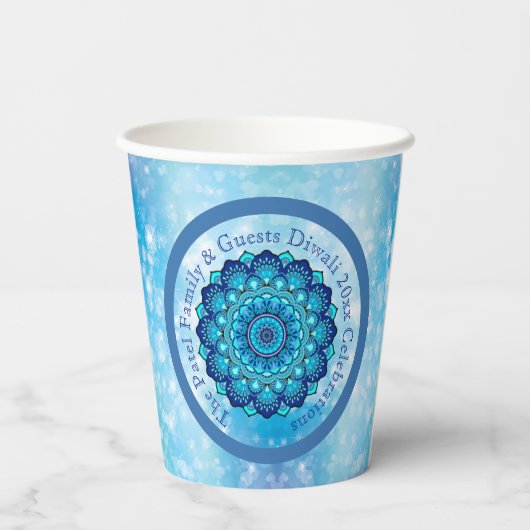Ändern von Text-Matching Diwali Blue Pappbecher (Rückseite)