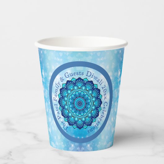 Ändern von Text-Matching Diwali Blue Pappbecher (Vorderseite)