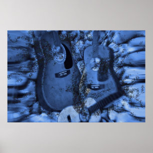 Ändernde Felsen-Gitarren in den blauen Tiefen Poster
