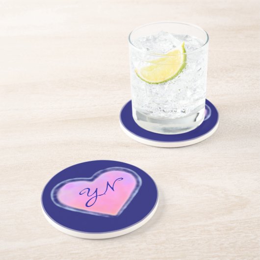 Ändernder Herzmonogramm-Untersetzer Getränkeuntersetzer (Seite)