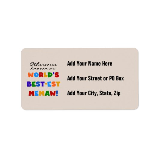 Andernfalls bekannt als Gut-est Memaw der Welt Adressaufkleber (Vorne)